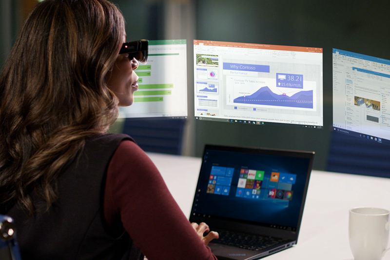 聯想（Lenovo）發表AR眼鏡ThinkReality A3，最多可同時顯示五個虛擬螢幕。（聯想提供）